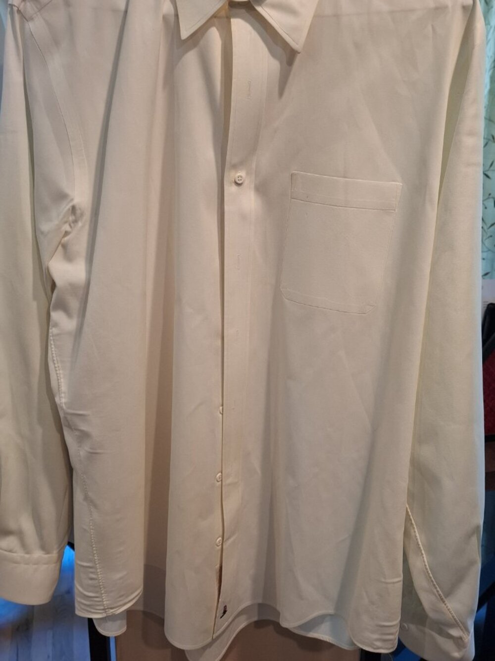 men's classic button down dress shirt by Nordstrom, 17x37, cream color